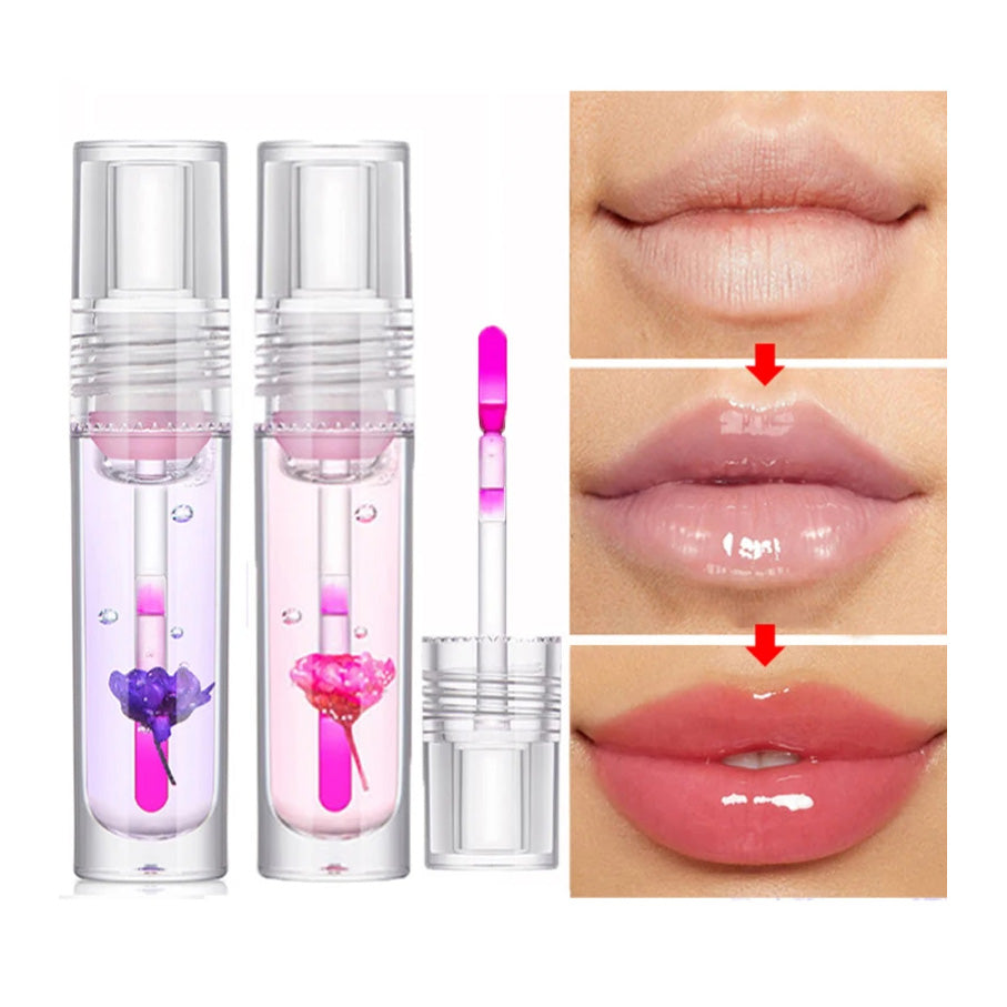Colour Changing Flower Lip Oil, Clear Jelly Gloss