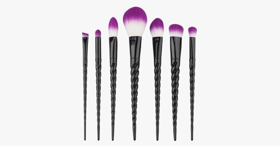 BowLift | Black Unicorn Makeup Brush Set with 7 Brushes – For the Perfect Blending