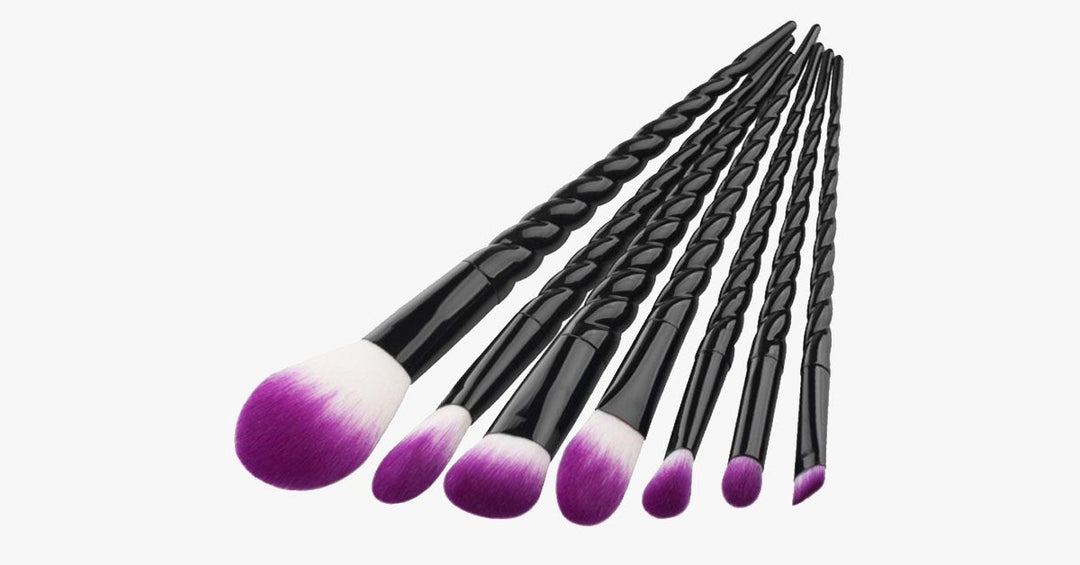 BowLift | Black Unicorn Makeup Brush Set with 7 Brushes – For the Perfect Blending
