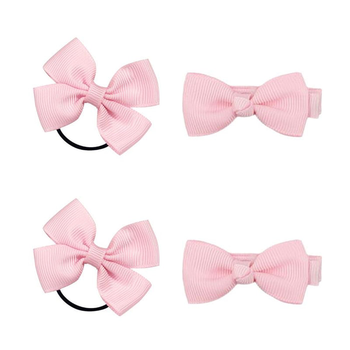 Girls' Ribbon Bow Hair Accessories Set with Elastics and Clips