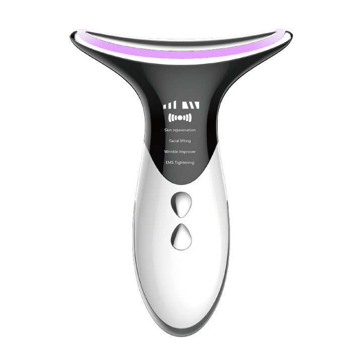 Neck and Face Beauty Device with Light and Warmth