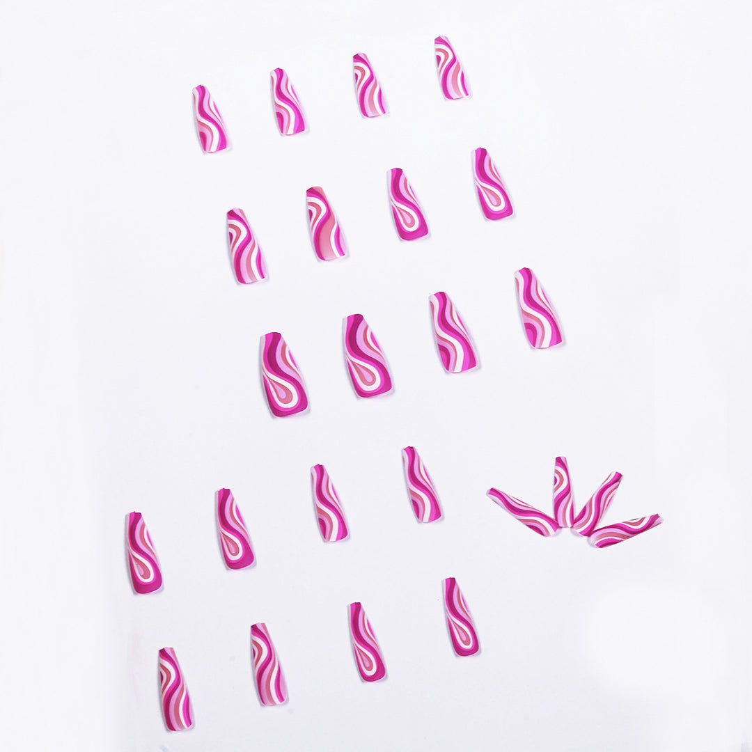 Rose Red Press On Nails, 24 Pieces with Glue