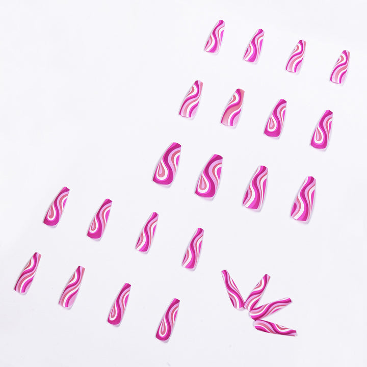 Rose Red Press On Nails, 24 Pieces with Glue
