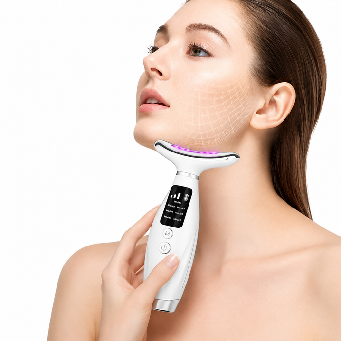 7-colour LED Face & Neck Sonic Massager - Sonic Cleansing, Lifting & Firming