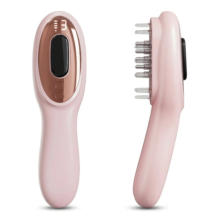 Electric Scalp Massager Comb with Serum Dispenser and Light Therapy