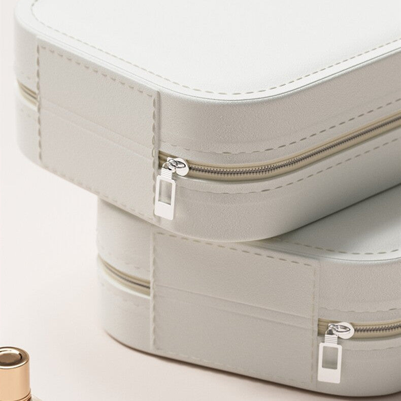 Makeup case with lit mirror open