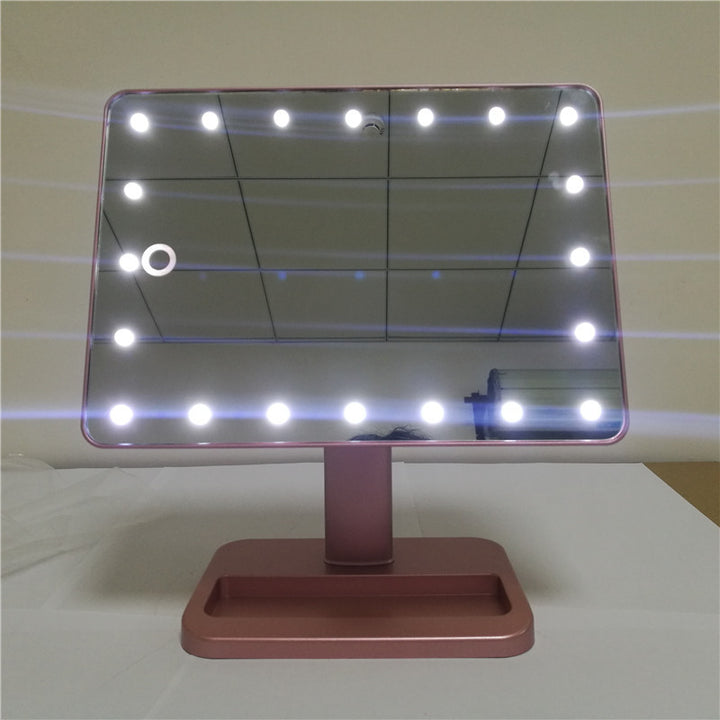 Rose gold LED makeup mirror with speaker