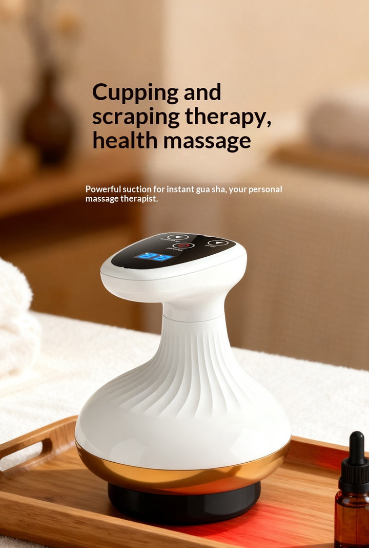 Handheld cupping and scraping massager with lit base