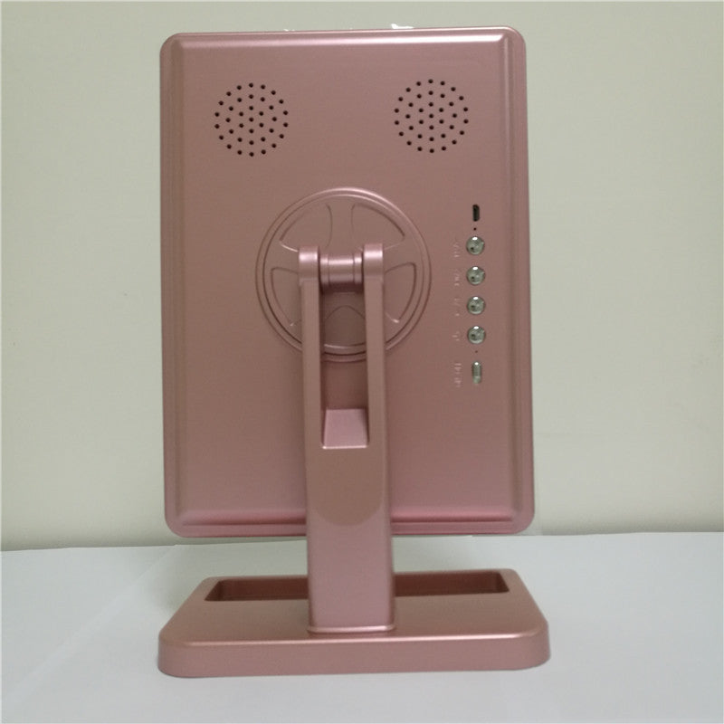 Rose gold LED makeup mirror with speaker