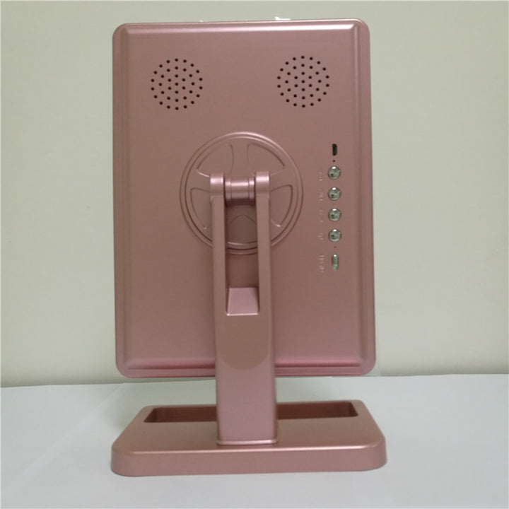 Rose gold LED makeup mirror with speaker