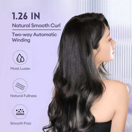 BowLift | 2 in 1 Rotating Ceramic Curling Wand, 1.26 in Automatic Hair Curler
