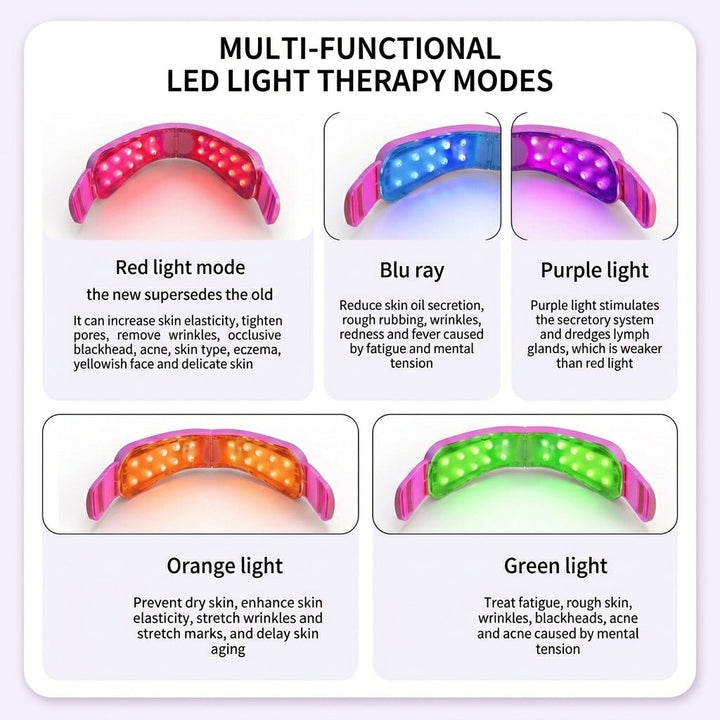 5-colour LED V-Line Facial Massager - 12-Gear Micro-Vibration Contouring