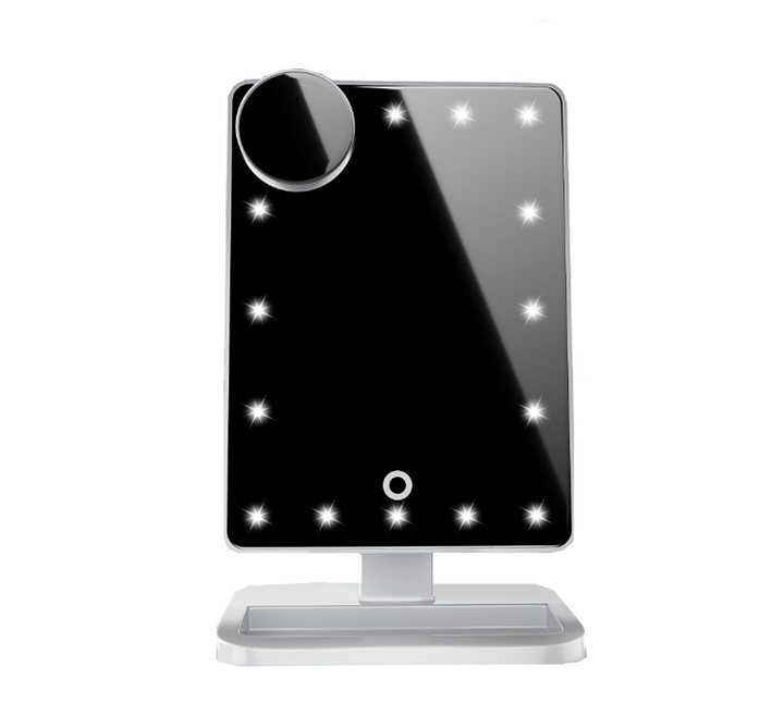 Rose gold LED makeup mirror with speaker