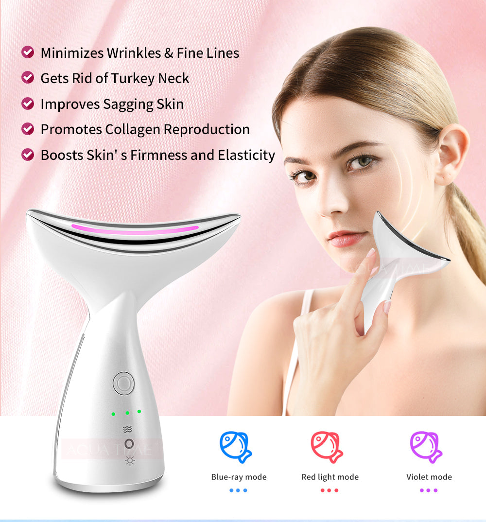 Neck and Face Massager with 3 LED Light Colours