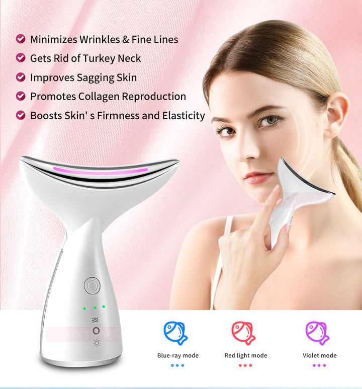 Neck and Face Massager with 3 LED Light Colours