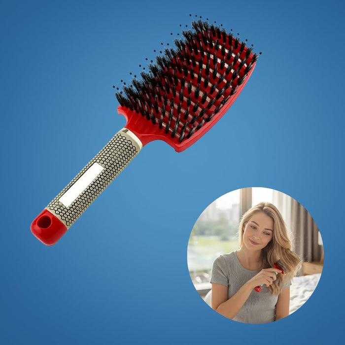Quick Knot‑Free Detangling – Nylon Bristles with Scalp Massage Tips – For Thick or Curly Hair Bowlift