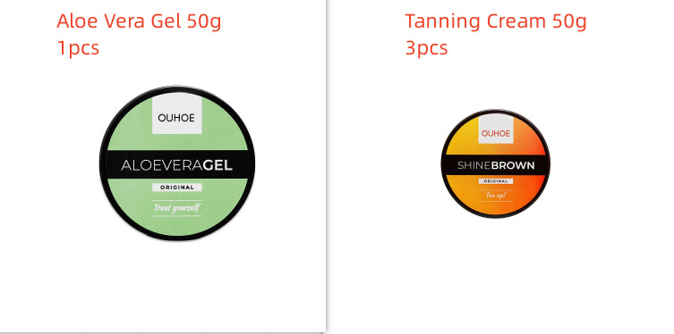Tanning Accelerator Cream and Aloe Vera After Sun Gel
