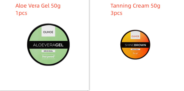 Tanning Accelerator Cream and Aloe Vera After Sun Gel