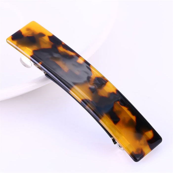 Tortoiseshell Rectangular Hair Clip with Metal Clasp