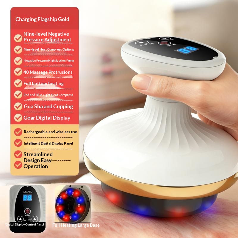 Handheld cupping and scraping massager with lit base