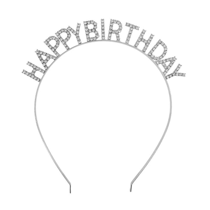 Happy Birthday Rhinestone Headband with Letter Tiara