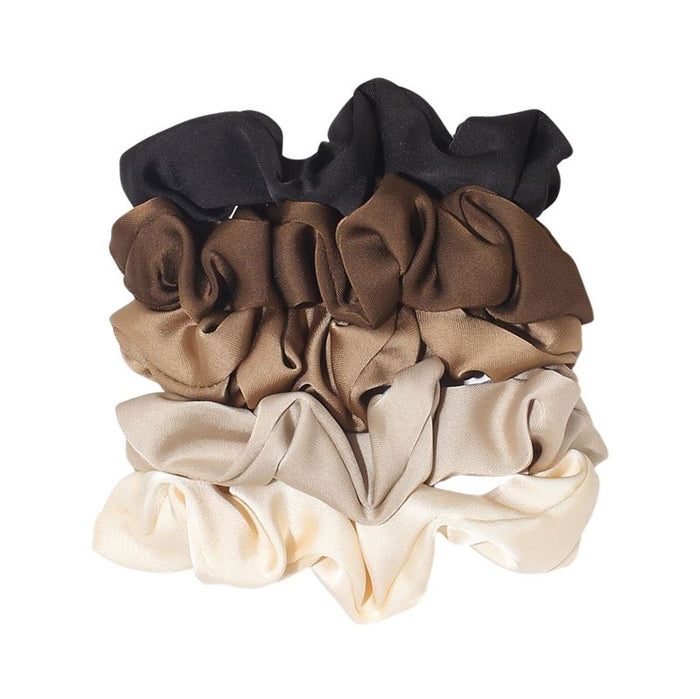 Satin Scrunchie Set in Neutral Tones 5-Pack