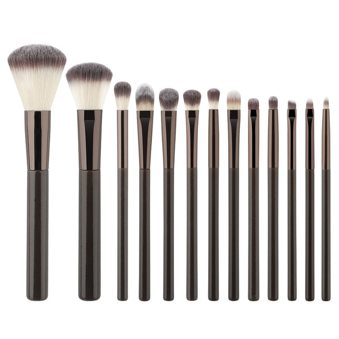 Makeup Brush Set Espresso 13 Brushes Face Eye Lip