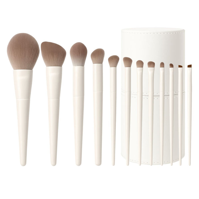 Makeup Brush Set with Cup Case - 12 Synthetic Brushes