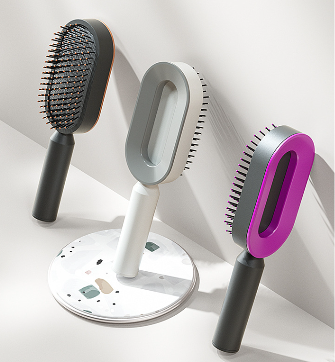 Self-cleaning hair brush