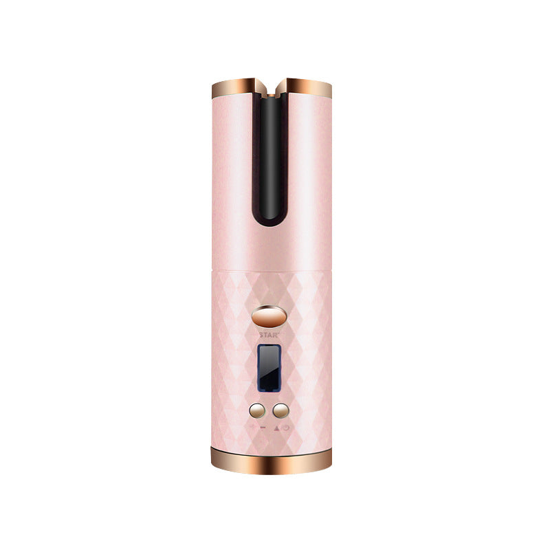 Cordless automatic hair curler with LCD