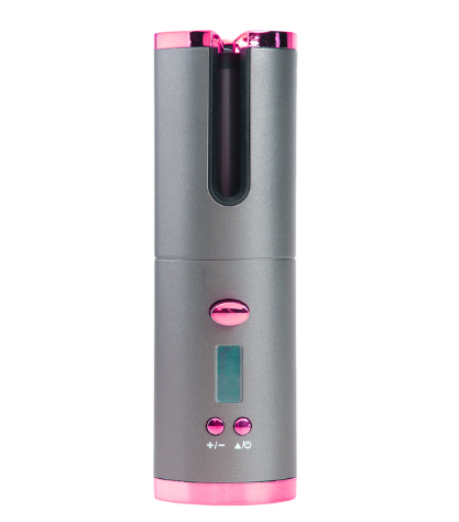 Cordless automatic hair curler with LCD