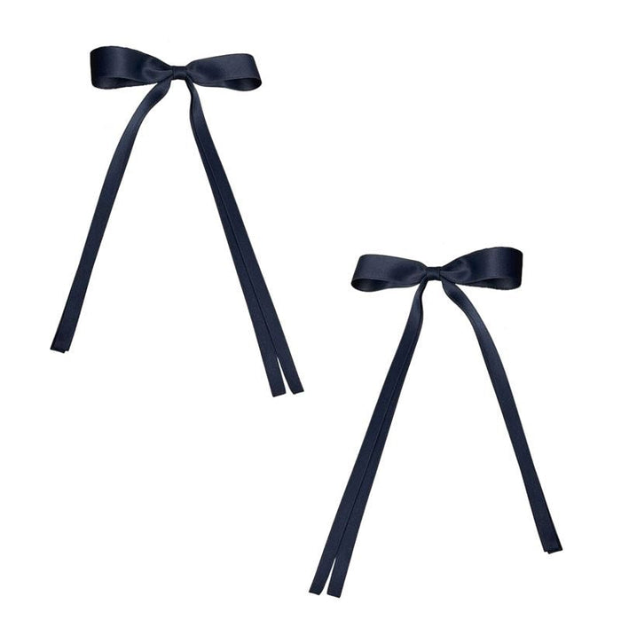 Women's Satin Bow Hair Clips with Ribbon Ties