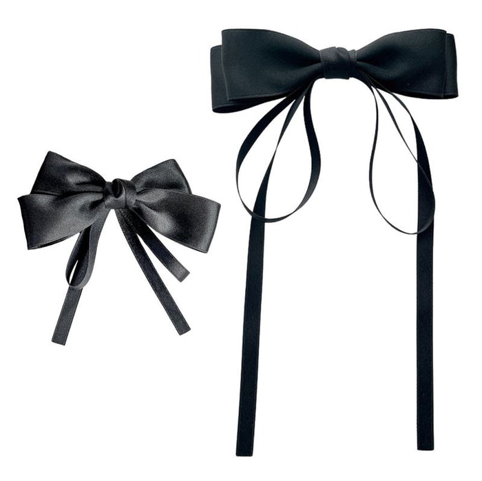 Women's Satin Bow Hair Clips with Ribbon Ties