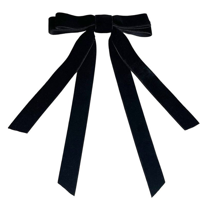 Women's Velvet Bow Hair Clip with Long Ribbon Tails