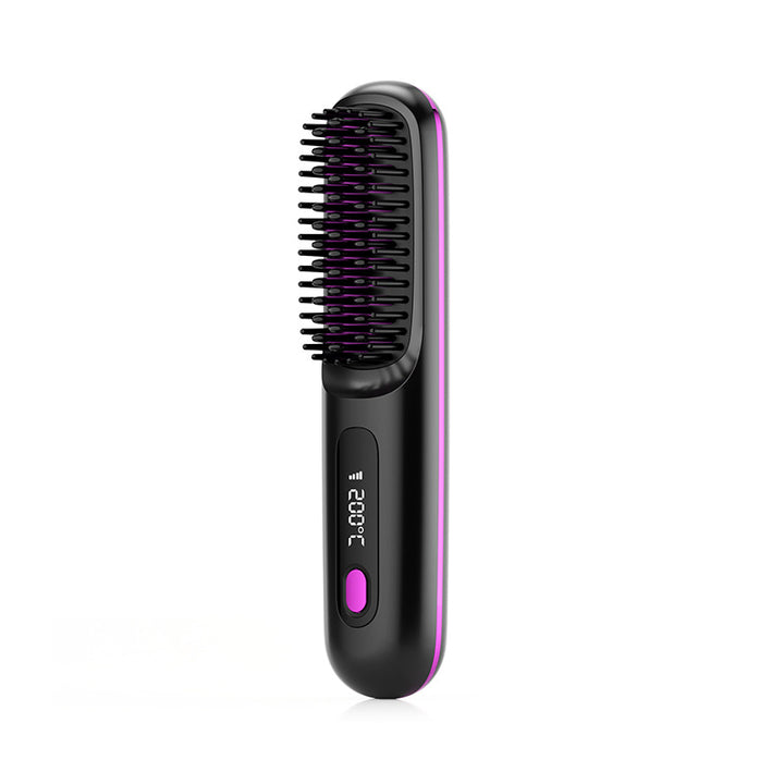 Cordless straightening brush with LCD screen