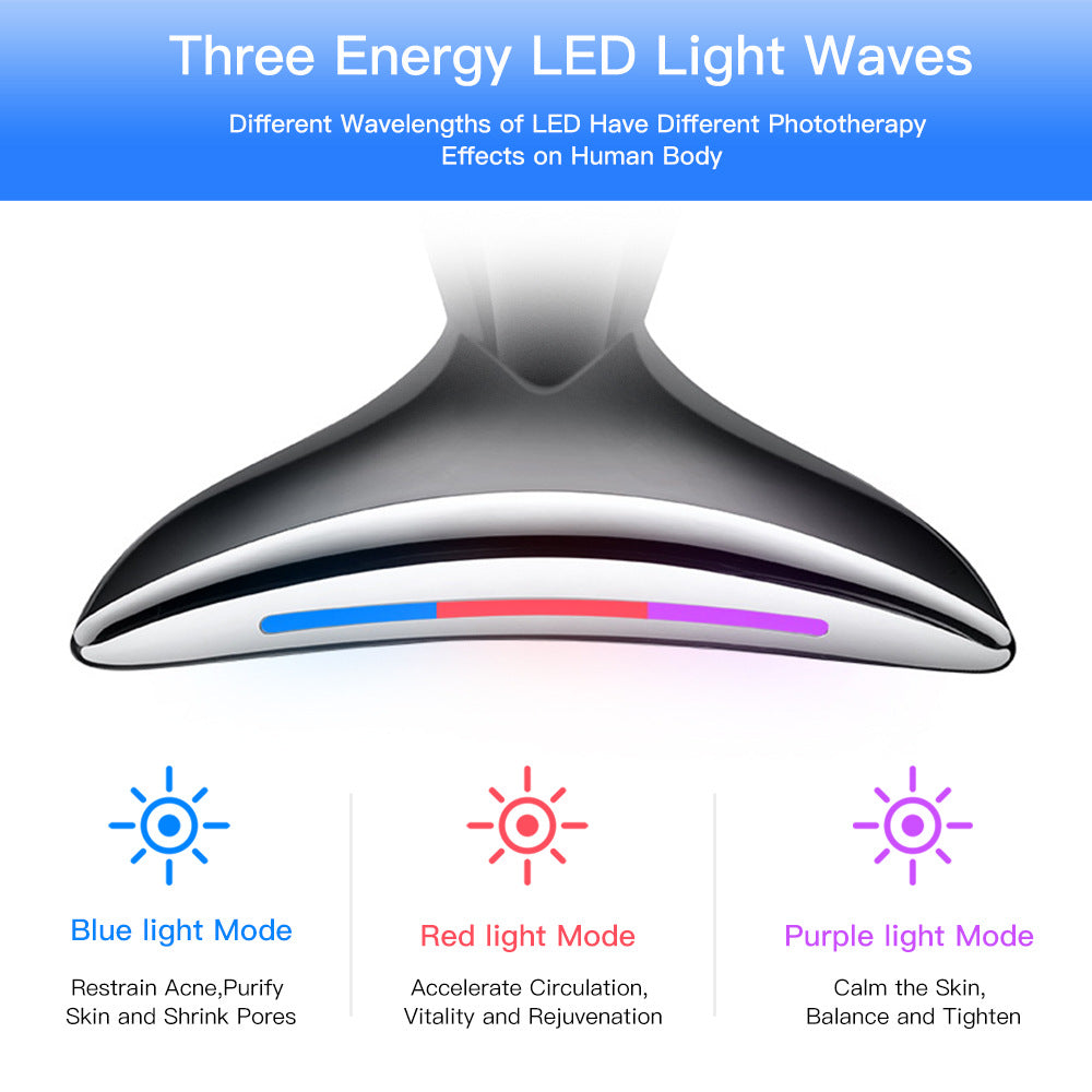 Neck and Face Massager with 3 LED Light Colours