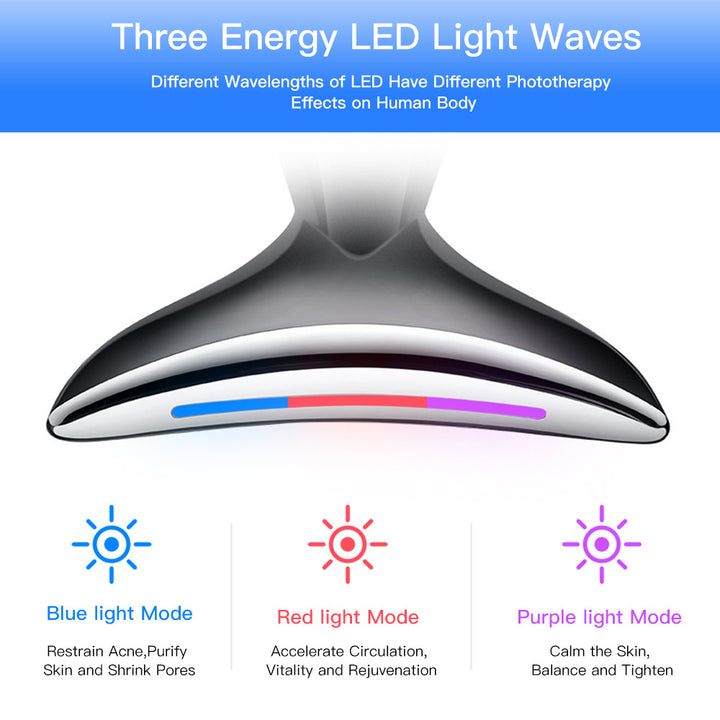 Neck and Face Massager with 3 LED Light Colours