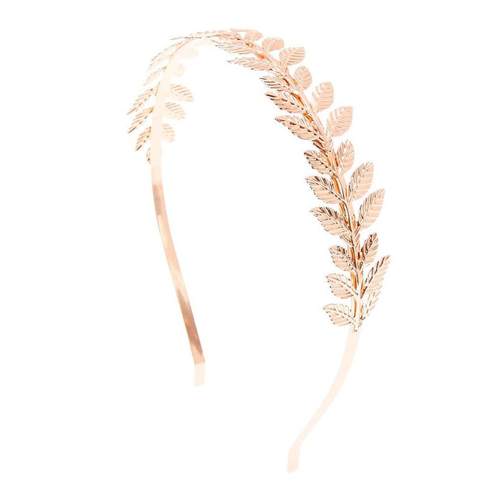 Rose Gold Leaf Hairband with Delicate Branch Detail