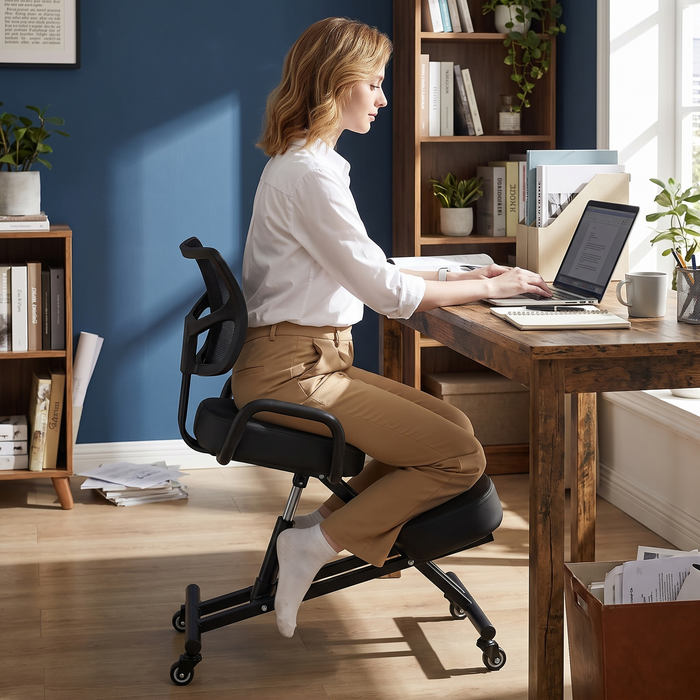 Ergonomic Kneeling Chair with Backrest for Desk Work