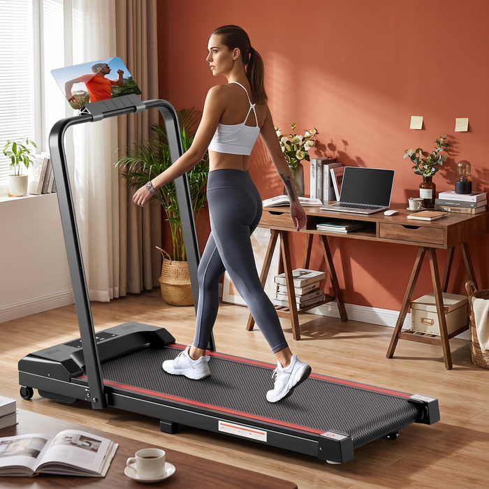 Walking Pad with Handle Bar - Foldable, Dual-Mode, Under-Desk Treadmill