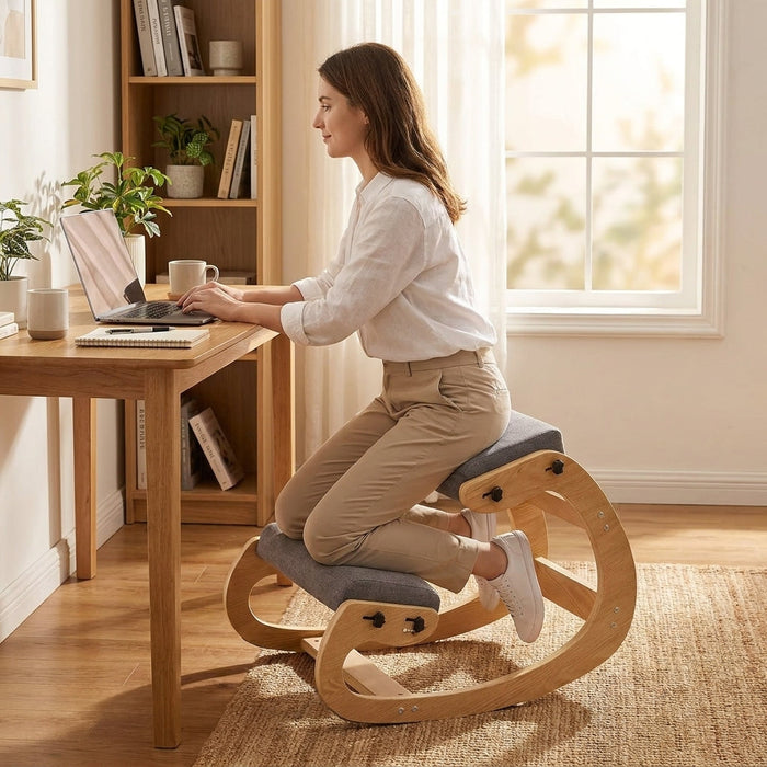 Ergonomic Kneeling Chair with Rocking Base and Cushioned Knee Pads