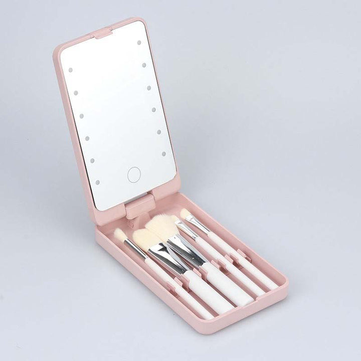 BowLift | Travel makeup brush set with LED light mirror