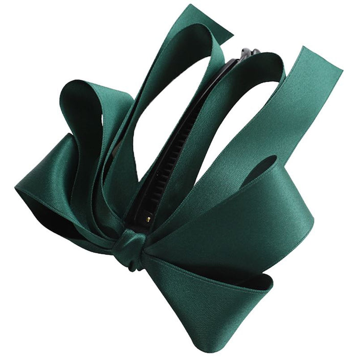Women's Bow Banana Hair Clip Dark Green