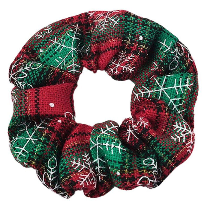 Women's Festive Patchwork Scrunchie with Snowflake Print