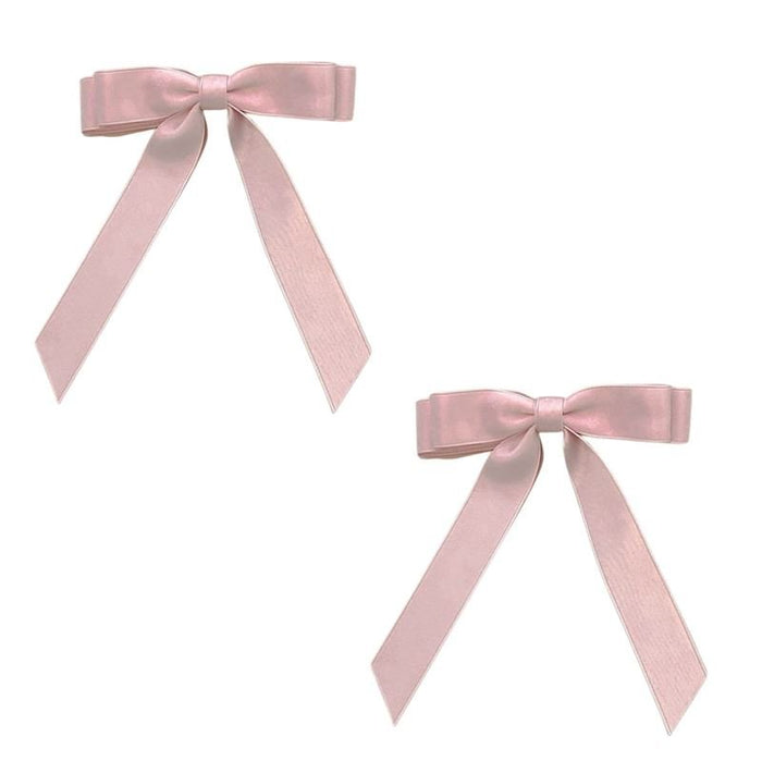 Satin Bow Hair Clips with Grosgrain Tails for Ponytails