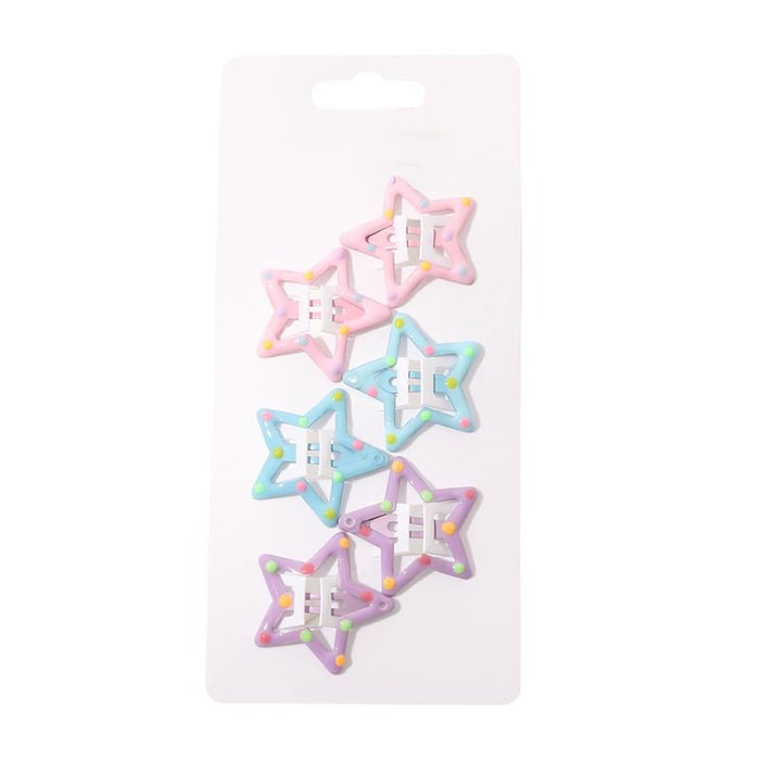 Kids' Star Hair Clips with Pastel Dots 6-Piece Set